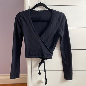 Brandy Melville Black Wrap Long Sleeve